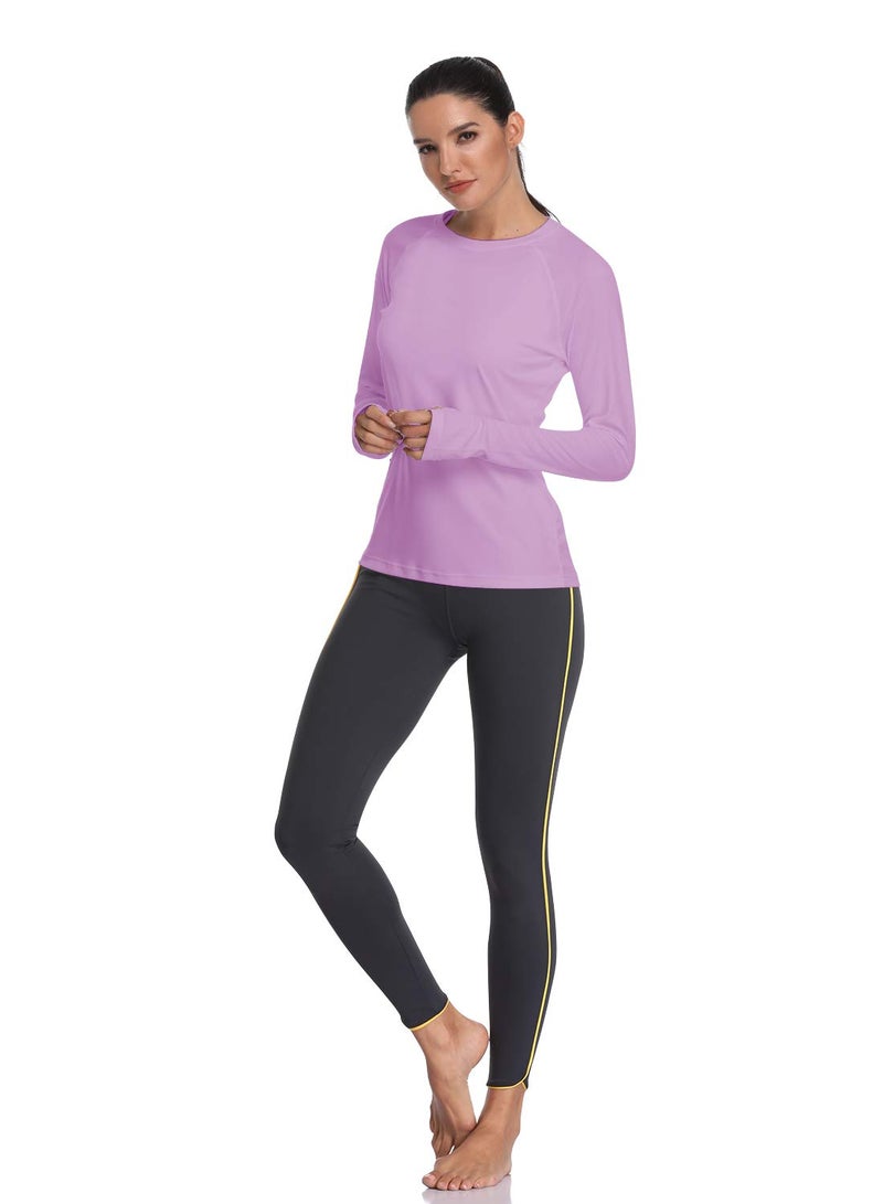 HISKYWIN Women's UPF 50+ Sun Protection Long Sleeve Shirts Outdoor Hiking Fishing Tops HF103- Light Purple-M - Image 5